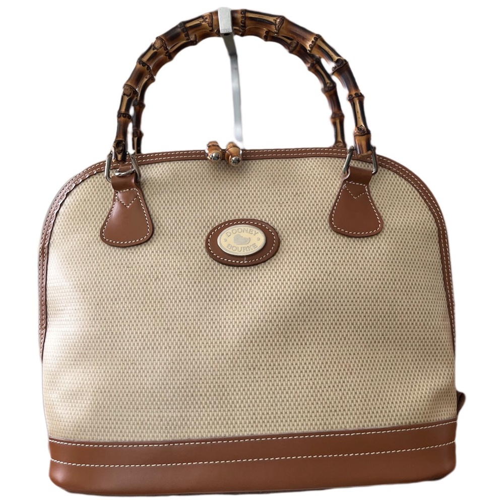 Vintage Dooney & Bourke Rare Panama Bamboo Zip Zip Satchel